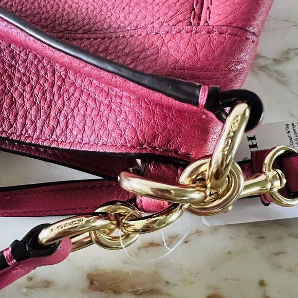 COACH Lexy Rouge Pink Pebbled Leather Shoulder Bag - Picture 7 of 11